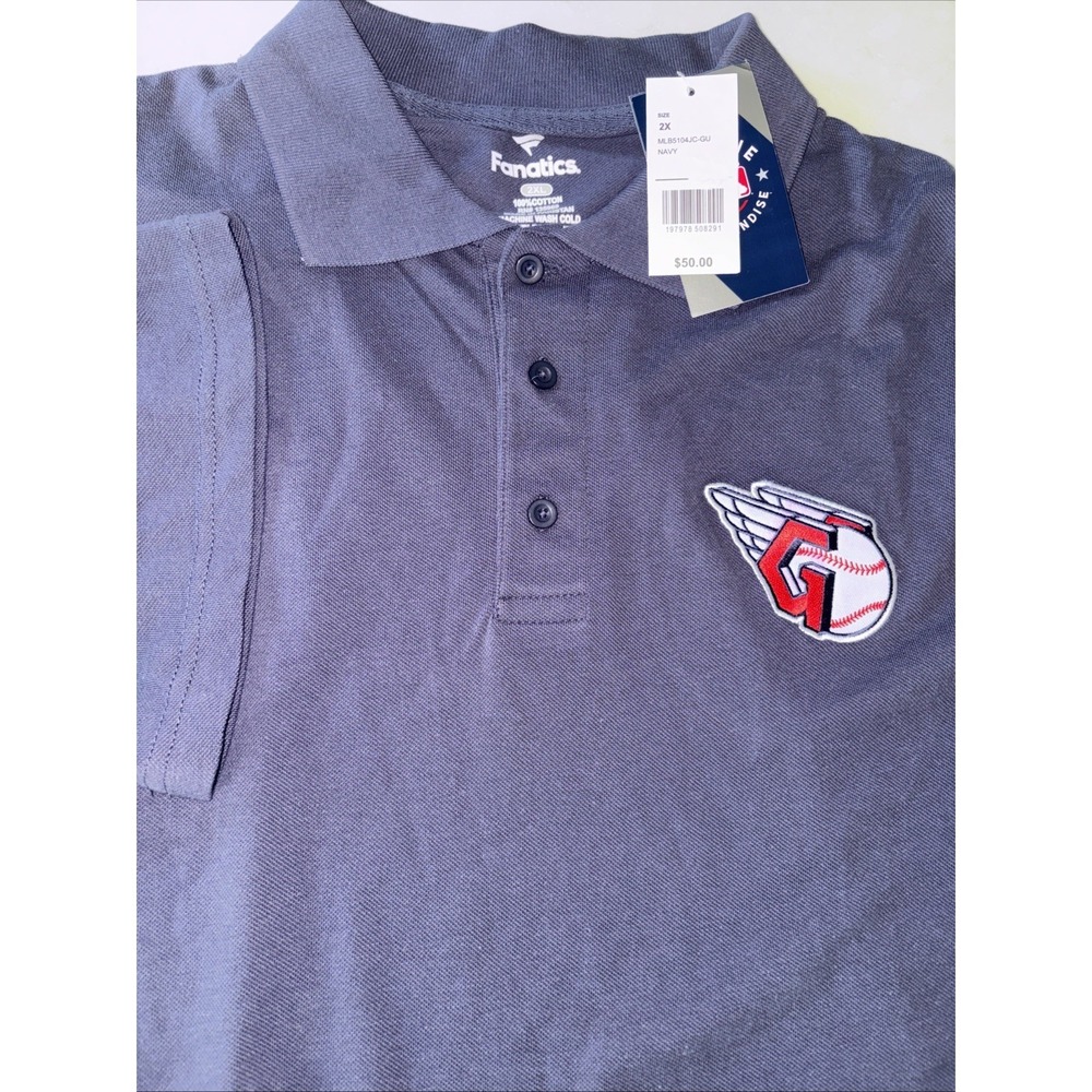 Cleveland Guardians Fanatics MLB Polo Golf‎  Shirt Mens 2XL Navy Blue Cotton New
